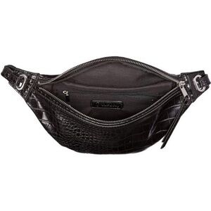 THE DROP Preston’s Women’s Black faux Croc Embossed Belt zipper pockets  NWOT